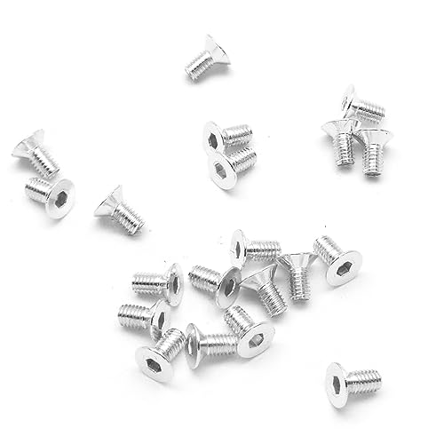 20pcs M3 Countersunk Screws 6063 Aluminum Hex Socket (Anodized Colors) (6mm / 10mm / 16mm / 20mm) (M3x6mm, Silver) - color: Silver, size: M3x6mm