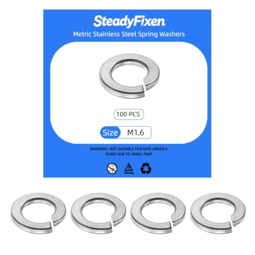 100Pcs M1.6 304 Stainless Steel Split Spring Lock Washers - size: M1.6 100PCS