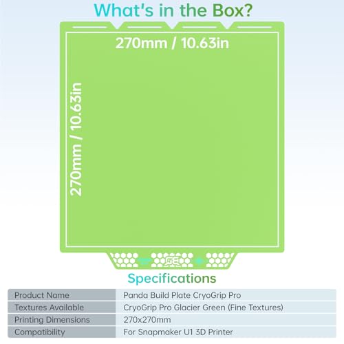 BIQU CryoGrip Pro Glacier Green Compatible with Snapmaker U1 3D Printer 276x304.5mm Panda Build Plate Double Sided Upgrade Plate Removable Surface Platform - color: Glacier-Green, size: Snapmaker-U1