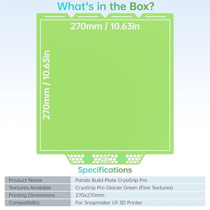 BIQU CryoGrip Pro Glacier Green Compatible with Snapmaker U1 3D Printer 276x304.5mm Panda Build Plate Double Sided Upgrade Plate Removable Surface Platform - color: Glacier-Green, size: Snapmaker-U1