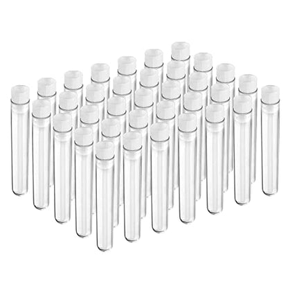 Joyclub 100pcs 12x100mm Clear Plastic Test Tubes with Caps for Scientific Experiments, Halloween, Christamas, Scientific Themed Kids Birthday Party Supplies, Decorate The House, Candy Storage - style: Modern
