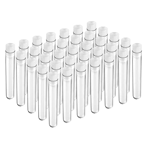 Joyclub 100pcs 12x100mm Clear Plastic Test Tubes with Caps for Scientific Experiments, Halloween, Christamas, Scientific Themed Kids Birthday Party Supplies, Decorate The House, Candy Storage - style: Modern