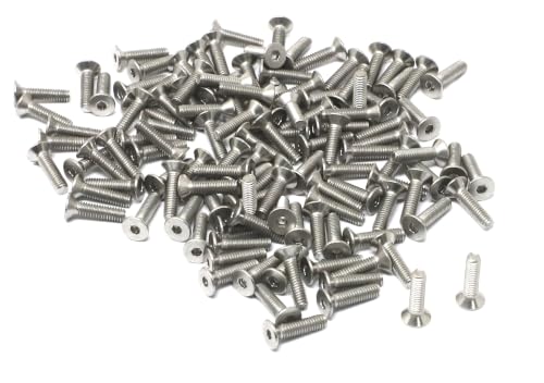 iexcell 100 Pcs M2.5 x 10mm Thread Pitch 0.45 mm Stainless Steel 304 Hex Socket Flat Head Cap Screws Bolts Kit - size: M2.5 x 10mm