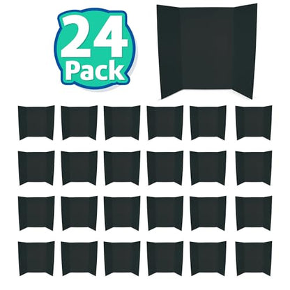 Flipside Products 36” x 48” Project Boards for Presentations, Science Fair, School Projects, Event Displays and Trifold Picture Board, Proudly Made in USA - Black - 24 Pack - color: Black, size: 24 Pack