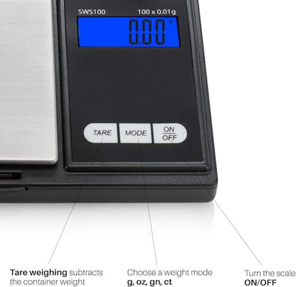 Smart Weigh Digital Pocket Scale, 100g x 0.01g, Jewelry and Coins - size: 100g / 0.01g