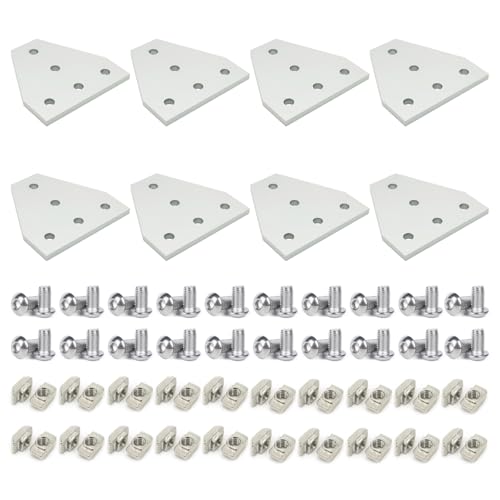 8Sets 1010 2525 Aluminum Extrusion Profile Hardware Corner Brackets - style: 8 sets T shape bracket with m5
