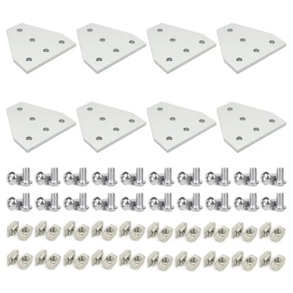 8Sets 1010 2525 Aluminum Extrusion Profile Hardware Corner Brackets - style: 8 sets T shape bracket with m5