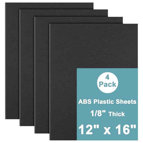 4Pack Black ABS Plastic Sheet 12" x 16" x 1/8" Thick Black Rigid Thermoplastic Sheet (Upgrade Surface) 3MM Flexible High Tensile ABS Moldable Plastic Panel for Crafts, DIY, Signs - color: Black, size: 12" x 16" x 1/8"