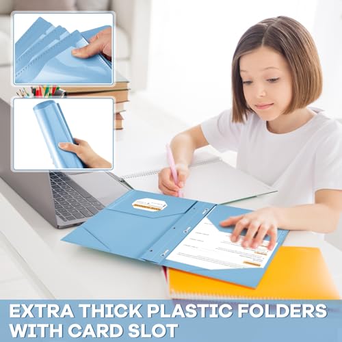 Henoyso 36 Pcs Plastic Folder with Clear Front Pocket, Haze Blue - color: Haze Blue