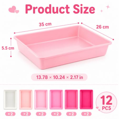 Defresit 12 Pcs Letter Size Flat Storage Paper Trays for Classroom - color: Pink Gradient