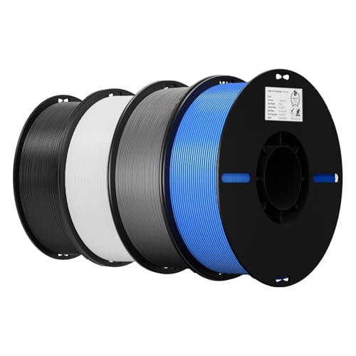 Creality PLA 3D Printer Filament, Black & White & Grey & Blue, 4-Pack - color: Black+white+grey+blue Pla, size: 4kg