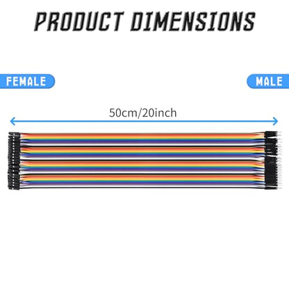 40 Pins Male to Female Flat Ribbon Cables, 50cm / 20" - size: Male to Female 20"