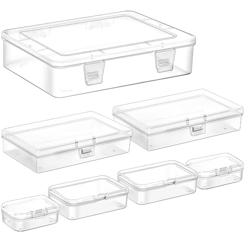 Clear Small Plastic Storage Containers with Lids, 7 Pack - size: 4 Size 7 Pcs