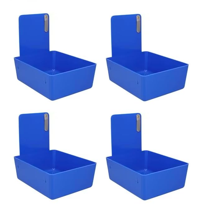 4/Pk Dental Lab Pan Medium Plastic Dental Medical Pro Lab Working Pan with Stainless Steel Clip (Neon Blue) - color: Neon Blue