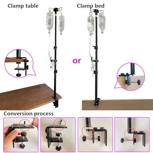Portable IV Poles for Travel,IV Bag Pole Stand for Gravity Syringe,IV Pole,Feeding Tube Holder,Enteral Gastrostomy Telescopic Pole,NG Tube Supplies Accessories (43 Inchs with Hook) - size: 43 Inchs with Hook