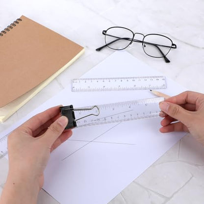 3 Pack 6 Inch Ruler Set Plastic Straight Ruler Transparent Measuring Tool Acrylic Clear Ruler for School Office Student - color: Transparent, size: 3 x 6 Inch