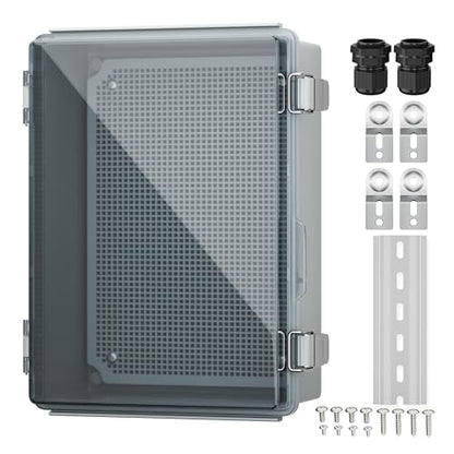 Joinfworld Lockable Outdoor Weatherproof Electrical Box for Electronics Outside 11.4x7.5x5.5 Weather Proof Electrical Box Plastic Nema 4 Enclosure Clear - size: 11.4 x 7.5 x 5.5 inches