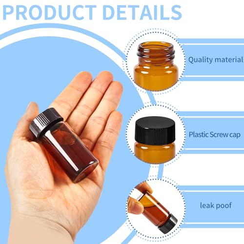 15 PCS 20ML Amber Small Liquid Sample Glass Vials with Screw Caps,27.5x57mm 5DramLeak-Proof Vial, 24-400 Black Screw Cap with PE Liners for Lab, Essential Oil, Perfume, Reagents - size: 20ML(27,5*57mm)