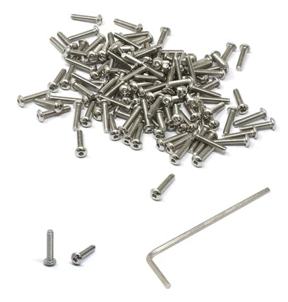 iexcell 100 Pcs M2.5 x 12mm Thread Pitch 0.45 mm Stainless Steel 304 Hex Socket Button Head Cap Screws Bolts Kit - size: M2.5 x 12mm