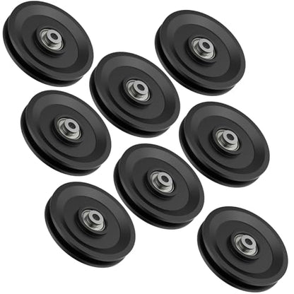 4.5" Universal Nylon Bearing Pulley Wheel Replacement - color: Black-8 Pack