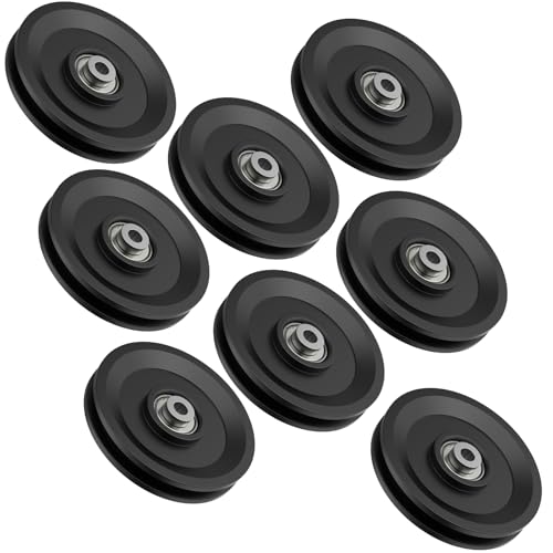 4.5" Universal Nylon Bearing Pulley Wheel Replacement - color: Black-8 Pack