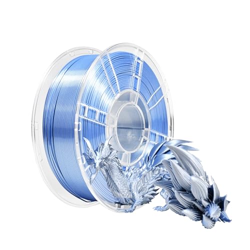 iBOSS Dual Silk Metallic Blue Silver Shiny PLA+ Filament, 1KG 3D Printing Material with 1.75mm High Diameter Accuracy+/-0.02mm, Neatly Wound Silk PLA Plus Widely Support for FDM 3D Printers - color: B_ Dual Blue & Silver