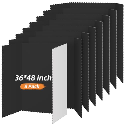Henoyso 8 Pcs 36 x 48 Inch Black Tri Fold Poster Board Bulk for Display - color: Black, size: 36 x 48 Inch