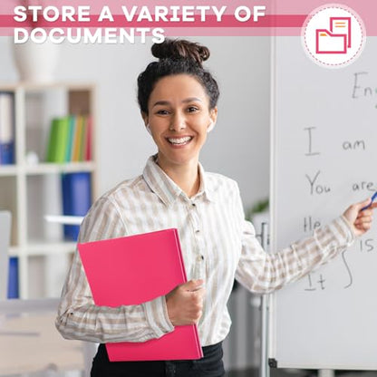 Henoyso 36 Pcs Plastic Folder with Clear Front Pocket, Rose Pink - color: Rose Pink