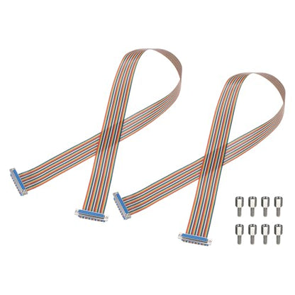 MECCANIXITY 2 Pcs IDC Rainbow Wire Flat Ribbon Cable DB37 Female to DB37 Female 39 Inch Length 2.54mm Pitch Breadboard Jumper Wires for Electronic Projects - size: 39 Inch, style: DB37 Female to DB37 Female