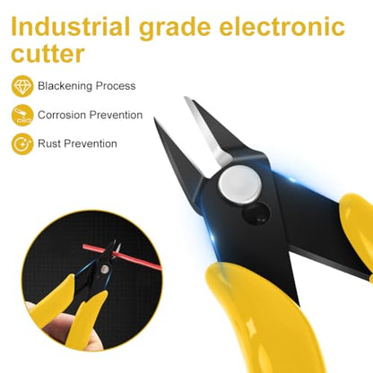 Ainiv Wire Cutters, 1PCS Spring-loaded Side Cutters Flush Diagonal Cutters - color: Yellow Wire Cutter-1pcs, size: 1pcs