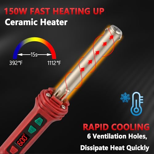 GNI Upgraded 150W LED Digital Adjustable Temperature Plastic Welder Kit - color: Red