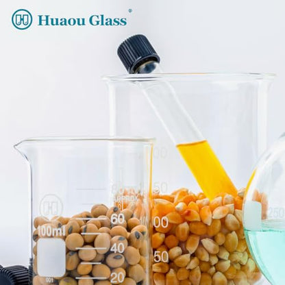 12x75mm Glass Test Tubes with Black Screw Caps, 5ml Boro Glass Test Tubes for Scientific Experiments, Candy Storage, Party and Home Decorations, Plant Propagation and Holiday Gifts, HUAOU, Pack of 10 - size: 12x75