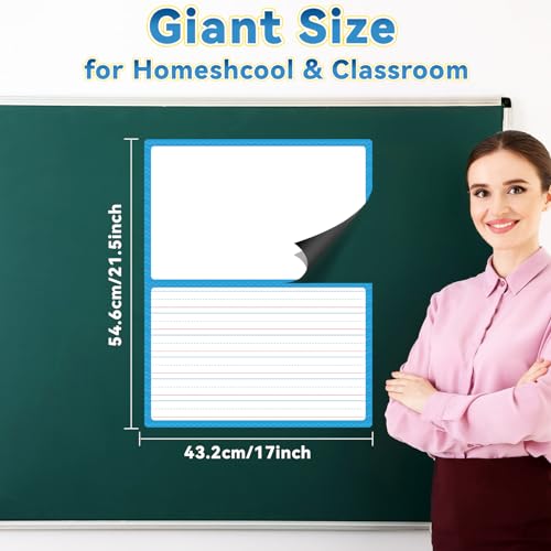 Jumbo Magnetic Draw & Write Paper 21.5x17in Dry Erase Handwriting Lined Paper for Classroom Whiteboard Accessories Writing Chart Page Giant Magnet Notebook Poster Graduation Supplies Teacher Must Have - style: Draw & Write
