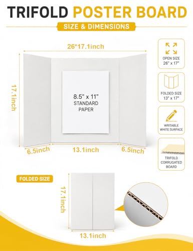 2-Pack 26 x 17 in Trifold Poster Boards for Science Fairs and Displays