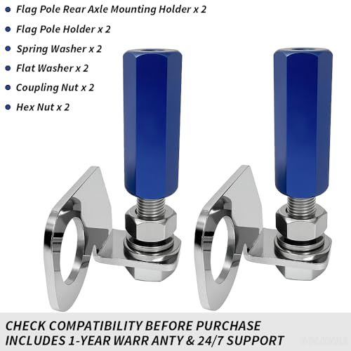 2PCS Dirt Bike Flag Mount, Motorcycle Motocross Dune Flag, Motorcycle Flag Mount, 22.5mm Rear Axle Mounting Holder Set for Quick Install 1/4" Whip Flag Pole-Blue