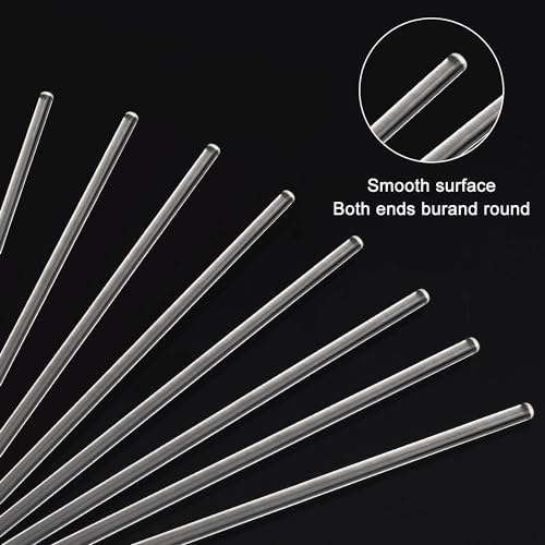 stonylab 8 Pack Glass Stirring Rods, Solid Borosilicate Glass Rods Stirrers Sticks with Rounded Ends for Lab Kitchen, 12 Inch Length - size: 300 mm