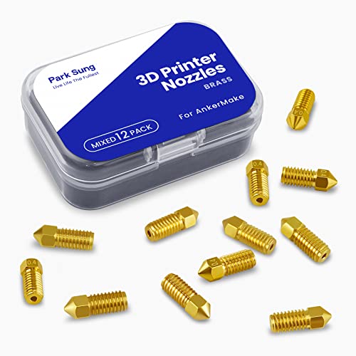 Brass Nozzle Kit for AnkerMake M5/M5C, 0.2-0.8mm, 12PCS - size: Mixed size 12 pack-brass