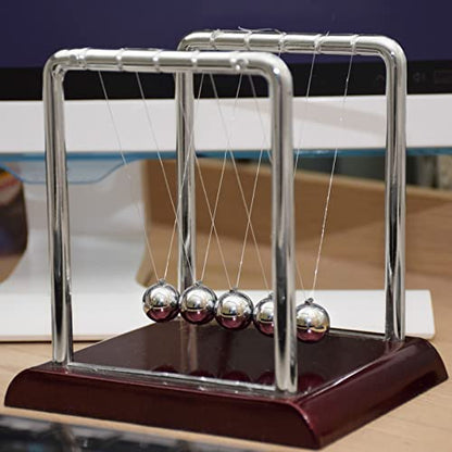 Juvale Newtons Cradle Pendulum - 7 x 6 x 7 in, Silver Stainless Steel - Desk Decor & Office Decor for Men - Stress Relief Desk Toy - Science Teacher Gift & Physics Toy - size: 7 x 7.1 x 5.9 inch