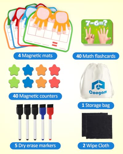 Coogam Montessori Math Manipulatives Number Counting Block, Magnetic Ten Frame Addition Subtraction Practice with Dry Erase Board, Educational Learning Toy Gift for 1st 2nd & 3rd Grade