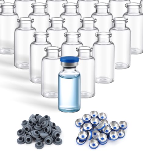 FOUR E'S SCIENTIFIC 20mL Glass Vials, 100 Pcs Lab Headspace Vial with Caps - size: 20mL
