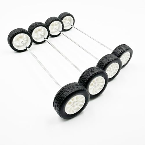 10PCS Toy Car Wheels 25mm Rubber Tire with 5PCS Shaft Round Axles for for DIY Model Toy RC Car Accessories Parts (2X25MM) - style: 2X25MM