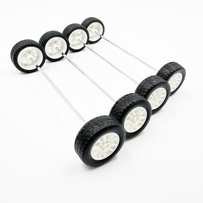 10PCS Toy Car Wheels 25mm Rubber Tire with 5PCS Shaft Round Axles for for DIY Model Toy RC Car Accessories Parts (2X25MM) - style: 2X25MM