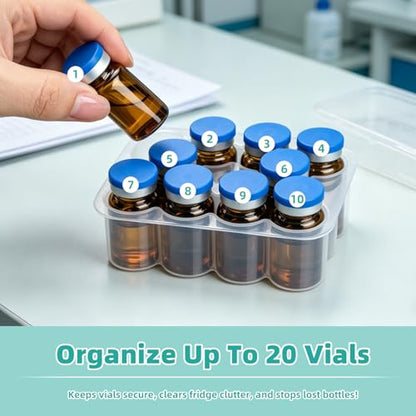 2-Pack 3mL Vial Storage Case, 10-Slot Insulin & GLP-1 Organizer - size: 3ml 10-slot 2pcs