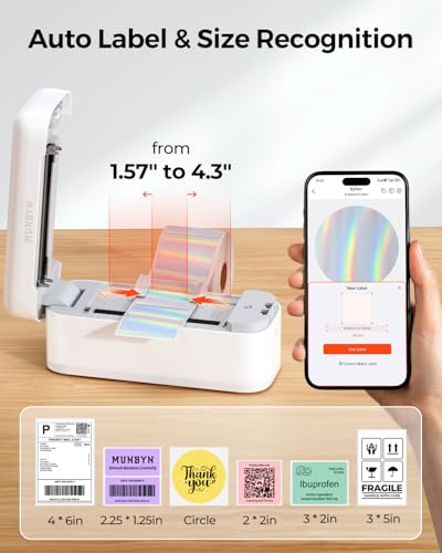MUNBYN Bluetooth Thermal Label Printer, 4x6 Shipping Label Printer - color: White
