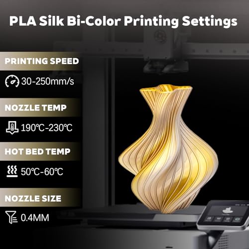 Silk Dual Color Gold Silver PLA 1.75mm 1kg Shiny 3D Printer Filament FDM - color: A_pla-2ssc-08 Silk Gold+silver