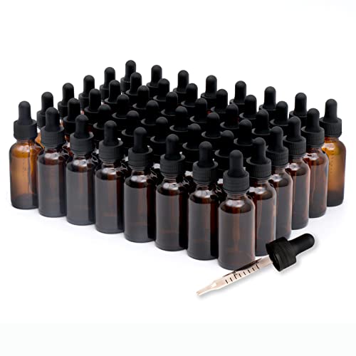 NOOEEISS 48 Pack,1oz Glass Dropper Bottle, Amber Tincture Bottles with Dropper,Pretty Finish for All Kinds of Liquids,Oil Bottles for Hair- Stronger Suction ideal for Leakproof Travel - color: Amber, size: 1oz-48Pack