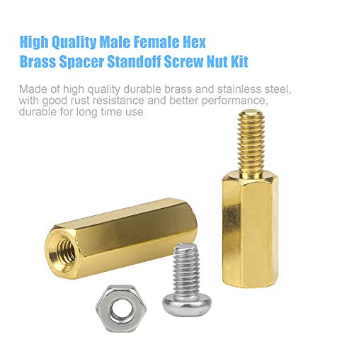 DYWISHKEY 320 Pieces Male Female Hex Brass Spacer Standoff Screw Nut Assortment Kit (M2.5)
