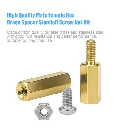 DYWISHKEY 320 Pieces Male Female Hex Brass Spacer Standoff Screw Nut Assortment Kit (M2.5)