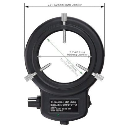 AmScope LED-144B-ZK 144 LED Ring Light, Black Housing - style: LED-144B-ZK