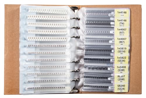 SMD 1206 Resistors, Capacitors, Transistors and Electronic Components Assortment Kit SMT Book - 5435 pcs